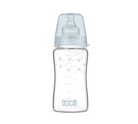 LOVI Anticólica Botella Biberón de Vidrio con Tetina Dinámica Silicona,250ml, 3+ Meses, Sistema SUPER Air Vent, Protege el Reflejo Natural de Succión de Bebé, Botanic Colleción