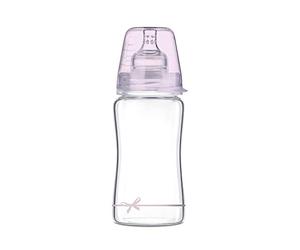 LOVI Anticólica Botella Biberón de Vidrio con Tetina Dinámica Silicona, 250ml, 3+ Meses, Sistema SUPER Air Vent, Protege el Reflejo Natural de Succión de Bebé, Baby Shower Girl Colleción