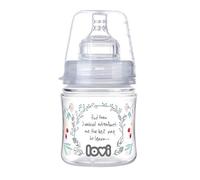 LOVI Biberón anticólicos Mini, 0+ meses, 120 ml, Biberón con tetina de silicona suave y flexible, Apto para alimentación mixta, Colección Indian Summer, Transparente