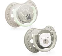LOVI chupetes para bebé, 6-18 Meses, con Tetina de Silicona, sin BPA, Punta Dinámica, Colección Buddy Bear, 2 piezas, Gris