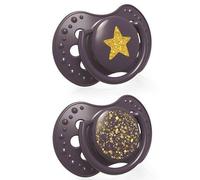 LOVI Chupete dinámico de silicona de 18 m + 2 piezas Stardust violeta