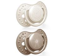 LOVI chupetes para bebé, 18+ Meses, con Tetina de Silicona, sin BPA, Punta Dinámica, Colección Harmony, 2 piezas, Beige