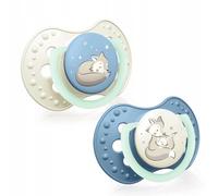LOVI chupetes para bebé, con Tetina de Silicona, sin BPA, Punta Dinámica, 2 piezas, círculo luminoso (+18 meses, Night & Day Niños)