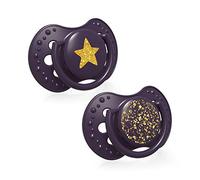 LOVI Mini chupetes para bebé, 0-3 Meses, con Tetina de Silicona, sin BPA, Punta Dinámica, Colección Stardust, 2 piezas, Violeta