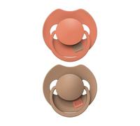 LOVI Prime Chupete calmante de silicona dinámico, 2 unidades, cápsula esterilizadora, antireflejo de succión, antialérgico, sin BPA, granola/naranja, 18 m +
