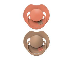 LOVI Prime Chupete calmante de silicona dinámico, 2 unidades, cápsula esterilizadora, antireflejo de succión, antialérgico, sin BPA, granola/naranja, 6-18
