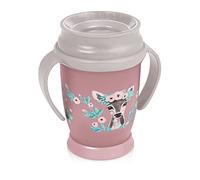 LOVI Taza Antigoteo Bebé, Borde a prueba de derrames de 360 °, 12+ meses, 250 ml, Protección Antibacteriana, Sin BPA, Colección Wild Soul Girl, Rosa