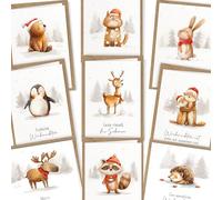 LOViLEE® 10 tarjetas plegables, tarjetas de Navidad, animales del bosque