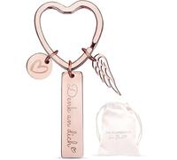 LOViLEE® Pass auf Gold - Llavero amuleto de la suerte con bolsa de regalo - Regalo de cumpleaños para novia, licencia de conducir, regalo de ángel de la guarda coche, Piensa en ti oro rosa, 8,0 x 3,0