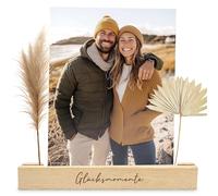 LOViLEE Portatarjetas de madera en juego de 2, momentos de la suerte, soporte para tarjetas, soporte para tarjetas de mesa, soporte para fotos y regalo para familiares y amigos