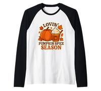 Lovin' Pumpkin Spice Season Otoño Latte Lover Vintage Camiseta Manga Raglan