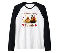 Loving Cute Chicken Family Hen Rooster Chick Funny Farmer Camiseta Manga Raglan