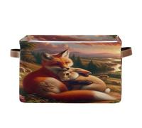 Loving Foxes Bunny Valley Scene - Contenedores organizadores plegables con asa, organizador de oficina en casa, juego de 2