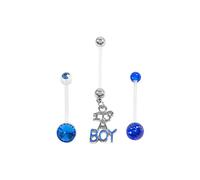 Loving My Bump Its a Boy - Juego de 3 Barras de Ombligo para Embarazo, Maternidad, Flexibles, cómodas