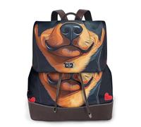 Loving Peach Black Dog - Mochila de viaje a la moda para mujer, mochila casual, mochila de cuero estampada para mujer para el trabajo