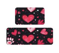 Loving Peach Star - Juego de 2 tapetes de cocina acolchados cómodos para decoración del hogar, tapetes de cocina para suelo, antideslizantes, lavables, para lavandería, 43 x 119 cm + 43 x 76 cm