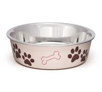 Loving Pets Bella - Cuenco de Acero Inoxidable para Perro, Antideslizante, Apto para lavavajillas y Resistente a Las bacterias, Plato metálico para Mascotas, Color Rosa Paparazzi, Mediano (796 ml)