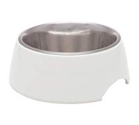 LOVING PETS - Cuenco Retro para Comida y Agua para Perros, sin Punta, de Acero Inoxidable, Elevado, Antideslizante, a Prueba de derrames (Mediano, Blanco)
