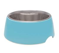 Loving Pets - Cuenco Retro para Comida y Agua para Perros, sin Punta, de Acero Inoxidable, Elevado, Antideslizante, a Prueba de derrames (Grande, Azul)