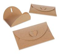 lovingmona Paquete de 50 sobres para tarjetas de regalo, 17x11 cm, sobres de papel kraft marrones hechos a mano con cierre de corazón para regalo, saludo, Navidad, Acción de Gracias