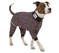 LovinPet Body para perros, mono postoperatorio para perros, ropa para perro, jersey con correa reflectante, suave y elástica, estampado de monarca a rayas negras para perros grandes