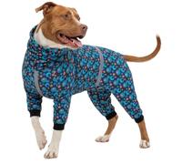 LovinPet PJS - Overol para perro, pijama para el cuidado de heridas y recuperación quirúrgica, camisa para aliviar la ansiedad, pijama para perro, estampado de burbujas verdes a rayas reflectantes,