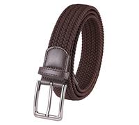 Lovionus89 Cinturón de tela elástico de 3,4 cm ajustable trenzado Web Golf hombres cinturón para vaqueros informales deportes, café, 31.4-35.4W / 41L