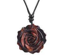 Lovionus89 Colgante de rosa de cristal curativo hecho a mano para mujer, diseño floral para San Valentín, 35 mm, Piedra, No es una piedra preciosa