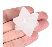 Lovionus89 Cristal de cuarzo blanco natural en forma de estrella de seis puntas, merkaba, protección sagrada, meditación, generador de energía, sanación, chacras, 2,5 cm