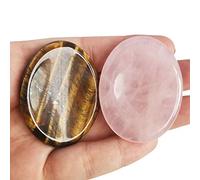 Lovionus89 Cuarzo rosa y ojo de tigre para el pulgar, gota de agua para aliviar el estrés, cristal Reiki, bolsa de piedras de palmera, paquete de 2 unidades