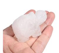 Lovionus89 Estatua de tortuga de cristal curativo, 2 pulgadas de piedra de bolsillo figura de tortuga escultura de piedras preciosas talladas a mano, cuarzo blanco