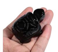 Lovionus89 Estatua de tortuga de cristal curativo, 2 pulgadas de piedra de bolsillo figura de tortuga tallada a mano escultura de piedras preciosas, obsidiana negra