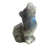Lovionus89 Figura de cristal natural de piedra lunar lobo, tallada a mano, estatuas de animales para decoración del hogar, 6,3 cm