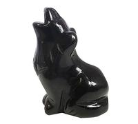 Lovionus89 Figura de lobo de obsidiana negra natural, tallada a mano, estatua de animales para decoración del hogar, 6,3 cm
