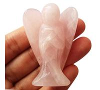 Lovionus89 Natural Cuarzo Rosa Guardián Ángel Estatua, Tallado a Mano Piedra Curación Cristal Bolsa Figuras Decoración, 5CM