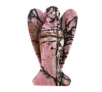 Lovionus89 Natural Rodonita Guardián Ángel Estatua, Tallado a Mano Piedra Curación Cristal Bolsa Figuras Decoración, 5CM