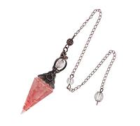 Lovionus89 Wicca - Péndulo de cristal curativo para la agencia blanca, piedra preciosa, piedra preciosa, cuarzo rosa