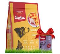Lovira - Cibo secco per cani - Crocchette per cani - Senza cereali, con Alto contenuto di Carne, 50% anatra - Set con cibo umido in lattina al fagiano - adulti - 3 kg + 400 g