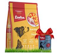 Lovira - Cibo secco per cani - Crocchette per cani - Senza cereali, con Alto contenuto di Carne, 50% anatra - Set con cibo umido in lattina All’agnello - adulti - 3 kg + 400 g