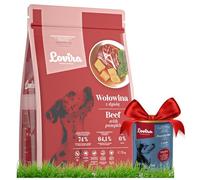 Lovira - Cibo secco per cani - Crocchette per cani - Senza cereali, con Alto contenuto di Carne, 50% manzo - Set con cibo umido in lattina All’agnello - adulti - 3 kg + 400 g