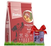 Lovira - Cibo secco per cani - Crocchette per cani - Senza cereali, con Alto contenuto di Carne, 50% manzo - Set con cibo umido in lattina al fagiano - adulti - 3 kg + 400 g