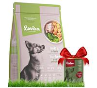 Lovira - Cibo secco per cani - Crocchette per cani - Senza cereali, con Alto contenuto di Carne, 50% tacchino - Set con cibo umido in lattina al capriolo - adulti - 3 kg + 400 g