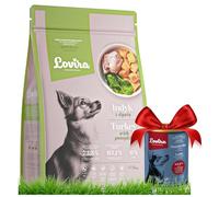 Lovira - Cibo secco per cani - Crocchette per cani - Senza cereali, con Alto contenuto di Carne, 50% tacchino - Set con cibo umido in lattina All’agnello - adulti - 3 kg + 400 g