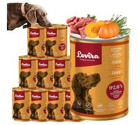Lovira - Cibo umido per cani - con 74,6% di Carne, Senza cereali - anatra - con Zucca ed erbe aromatiche, Senza additivi artificiali - per cani adulti sensibili - 10 x 400 g