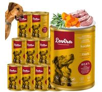 Lovira - Cibo umido per cani - con 74,6% di Carne, Senza cereali - anatra - con Zucca ed erbe aromatiche, Senza additivi artificiali - per cani adulti sensibili - 10 x 400 g