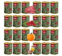 Lovira - Cibo umido per cani - con 92,6% di Carne, Senza cereali - capriolo - con Zucca ed erbe aromatiche, Senza additivi artificiali - per cani adulti sensibili - 24 x 400 g