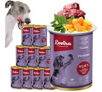 Lovira - Cibo umido per cani - con 92,6% di Carne, Senza cereali - fagiano - con Zucca ed erbe aromatiche, Senza additivi artificiali - per cani adulti sensibili - 10 x 400 g