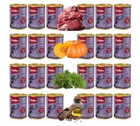 Lovira - Cibo umido per cani - con 92,6% di Carne, Senza cereali - fagiano - con Zucca ed erbe aromatiche, Senza additivi artificiali - per cani adulti sensibili - 24 x 400 g