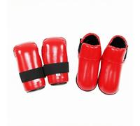 LOVIVER 1 Par de Guantes de Entrenamiento para Niños Guantes Protector Mano Botas Protector Pie Equipo Taekwondo con Correas Anchas de Cierre Firme Ajuste , Rojo , XS