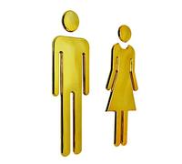 LOVIVER 1 Par de Letreros de Puertas Autoadhesivas de WC para Letreros de Inodoro de Licencia de Señalización, Dorado